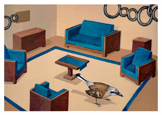 Ernst Billgren - Interiör med Gråsparv