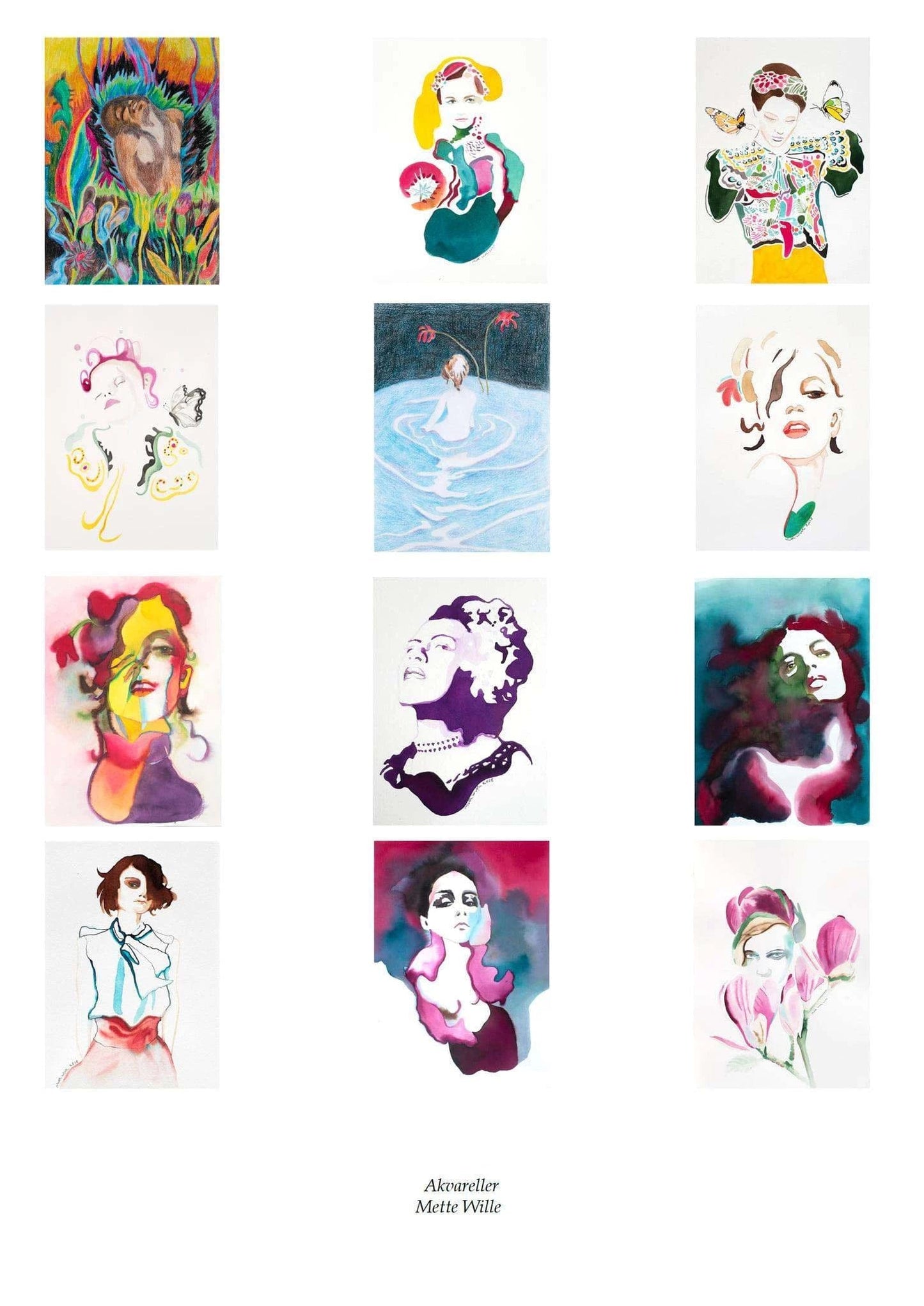 Mette Wille - 12 signed mini-posters