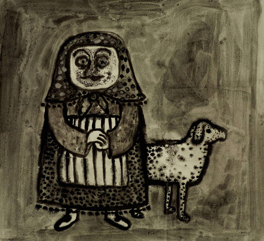 Tor Cederman - Old lady with sheep