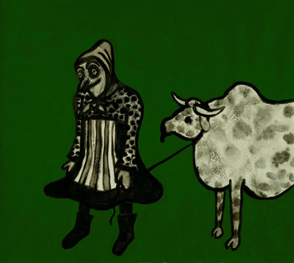 Tor Cederman - Old lady with cow
